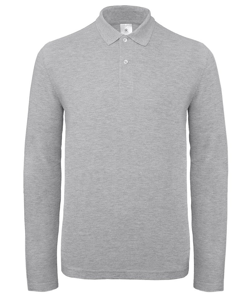 B&C Id.001 Lsl in Heather Grey by B & C Collection — Custom branded clothing by Print Press, featuring premium embroidery produced in our specialist print lab in the UK.