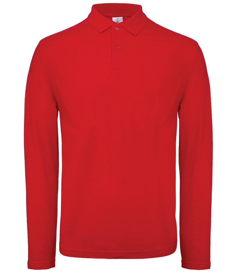 B&C Id.001 Lsl in Red by B & C Collection — Custom branded clothing by Print Press, featuring premium embroidery produced in our specialist print lab in the UK.