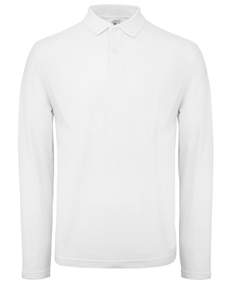 B&C Id.001 Lsl in White by B & C Collection — Custom branded clothing by Print Press, featuring premium embroidery produced in our specialist print lab in the UK.