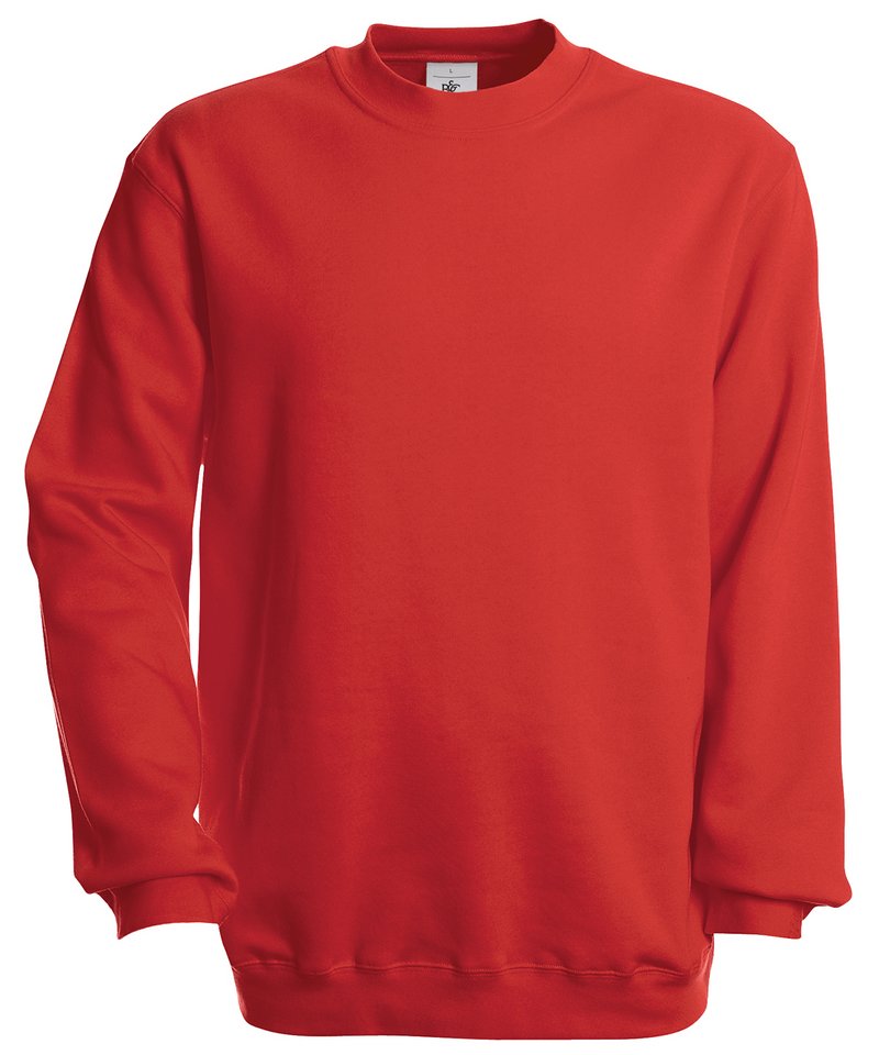 B&C Set-In Sweatshirt in Red by B & C Collection — Custom branded clothing by Print Press, featuring premium embroidery produced in our specialist print lab in the UK.