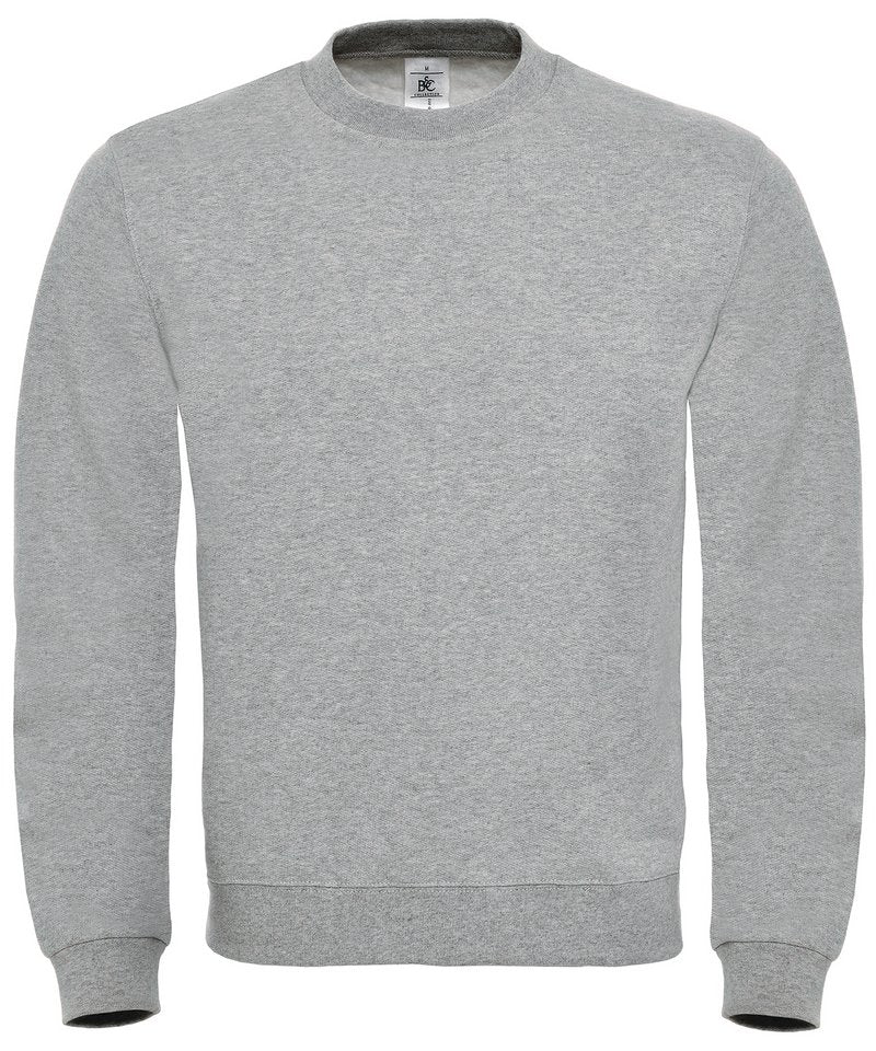 B&C Id.002 Sweatshirt in Heather Grey by B & C Collection — Custom branded clothing by Print Press, featuring premium embroidery produced in our specialist print lab in the UK.