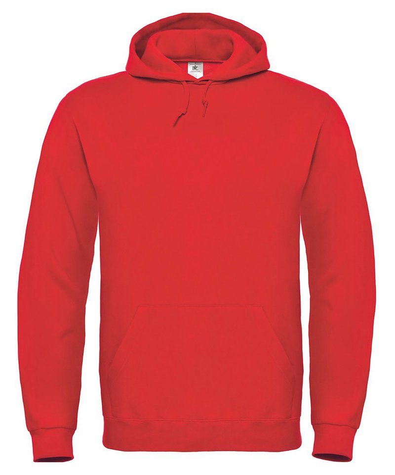 B&C Id.003 Hooded Sweatshirt in Red by B & C Collection — Custom branded clothing by Print Press, featuring premium embroidery produced in our specialist print lab in the UK.