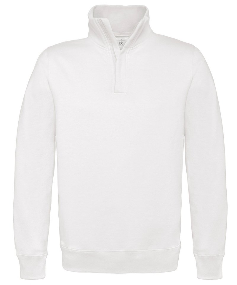 B&C Id.004 ¼ Zip Sweatshirt in White by B & C Collection — Custom branded clothing by Print Press, featuring premium embroidery produced in our specialist print lab in the UK.