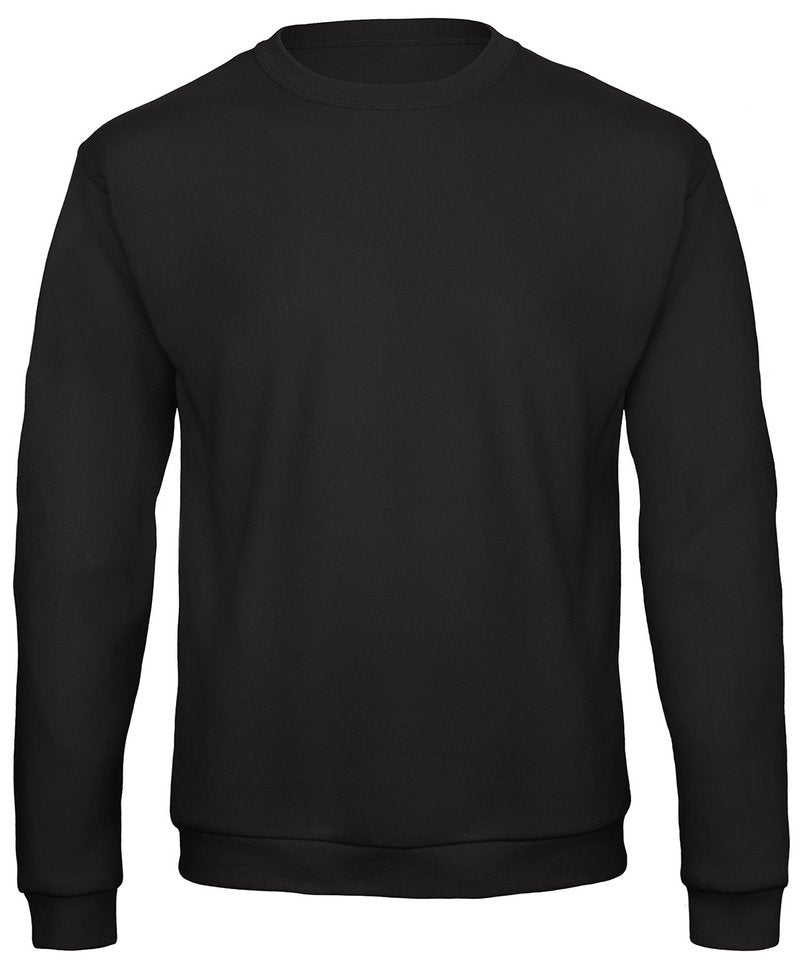 B&C Id.202 50/50 Sweatshirt in Black by B & C Collection — Custom branded clothing by Print Press, featuring premium embroidery produced in our specialist print lab in the UK.