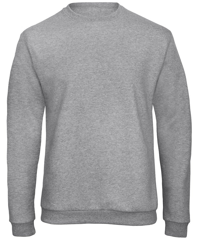 B&C Id.202 50/50 Sweatshirt in Heather Grey by B & C Collection — Custom branded clothing by Print Press, featuring premium embroidery produced in our specialist print lab in the UK.