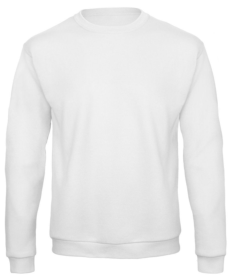 B&C Id.202 50/50 Sweatshirt in White by B & C Collection — Custom branded clothing by Print Press, featuring premium embroidery produced in our specialist print lab in the UK.