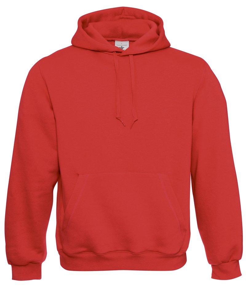 B&C Hooded Sweatshirt in Red by B & C Collection — Custom branded clothing by Print Press, featuring premium embroidery produced in our specialist print lab in the UK.