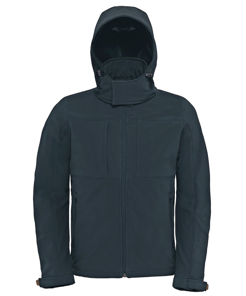 B&C Hooded Softshell Men's in Dark Grey by B & C Collection — Custom branded clothing by Print Press, featuring premium embroidery produced in our specialist print lab in the UK.