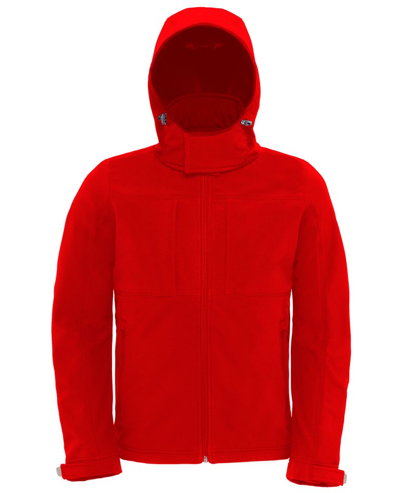 B&C Hooded Softshell Men's in Red by B & C Collection — Custom branded clothing by Print Press, featuring premium embroidery produced in our specialist print lab in the UK.