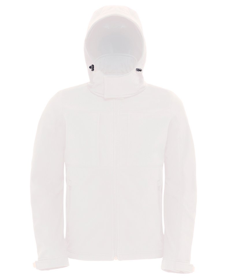 B&C Hooded Softshell Men's in White by B & C Collection — Custom branded clothing by Print Press, featuring premium embroidery produced in our specialist print lab in the UK.