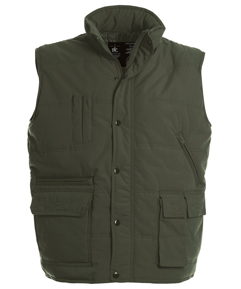 B&C Bodywarmer Explorer in Olive by B & C Collection — Custom branded clothing by Print Press, featuring premium embroidery produced in our specialist print lab in the UK.