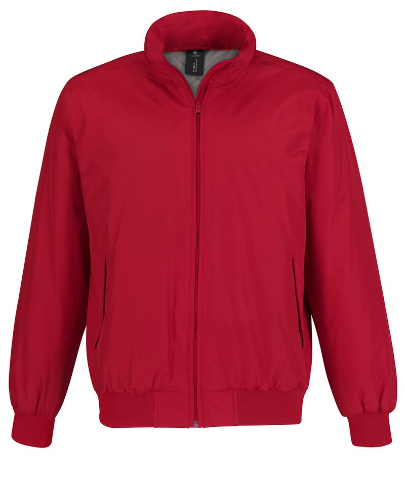 B&C Crew Bomber Men's in Red Warm Grey Lining by B & C Collection — Custom branded clothing by Print Press, featuring premium embroidery produced in our specialist print lab in the UK.