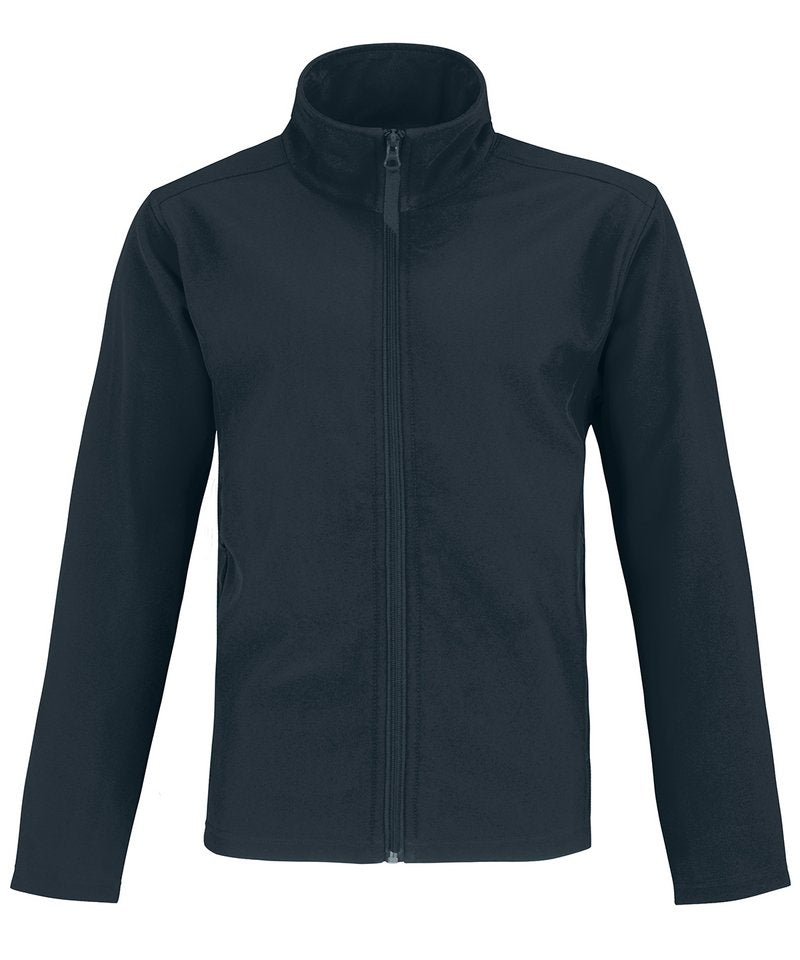B&C Id.701 Softshell Jacket Men's in Navy Neon Green Lining by B & C Collection — Custom branded clothing by Print Press, featuring premium embroidery produced in our specialist print lab in the UK.