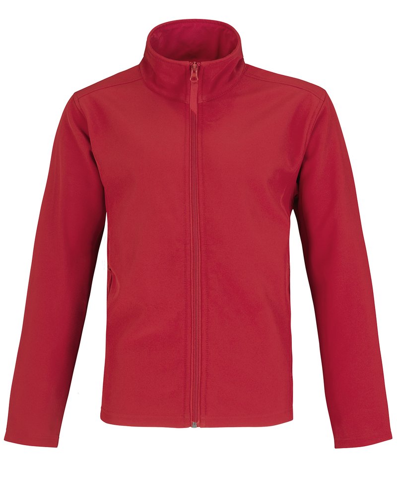 B&C Id.701 Softshell Jacket Men's in Red Warm Grey Lining by B & C Collection — Custom branded clothing by Print Press, featuring premium embroidery produced in our specialist print lab in the UK.