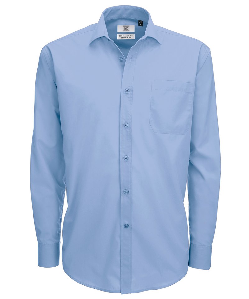 B&C Smart Long Sleeve Men's in Business Blue by B & C Collection — Custom branded clothing by Print Press, featuring premium embroidery produced in our specialist print lab in the UK.