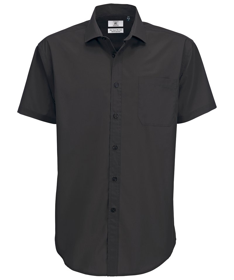 B&C Smart Short Sleeve Men's in Black by B & C Collection — Custom branded clothing by Print Press, featuring premium embroidery produced in our specialist print lab in the UK.