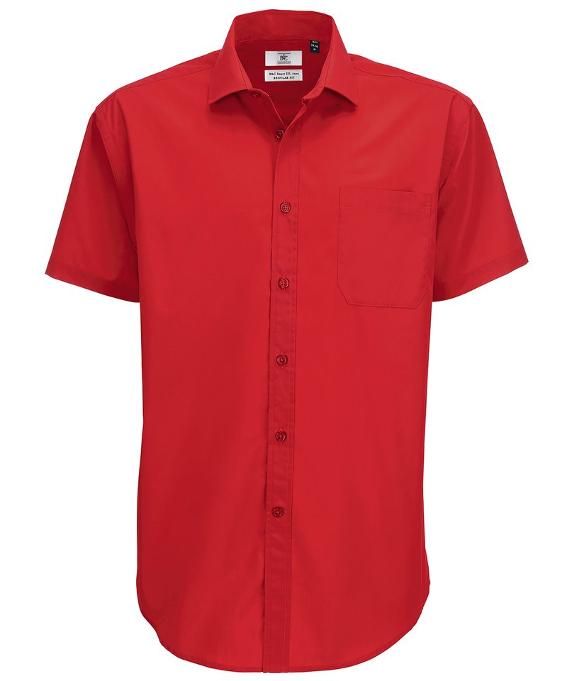 B&C Smart Short Sleeve Men's in Deep red by B & C Collection — Custom branded clothing by Print Press, featuring premium embroidery produced in our specialist print lab in the UK.