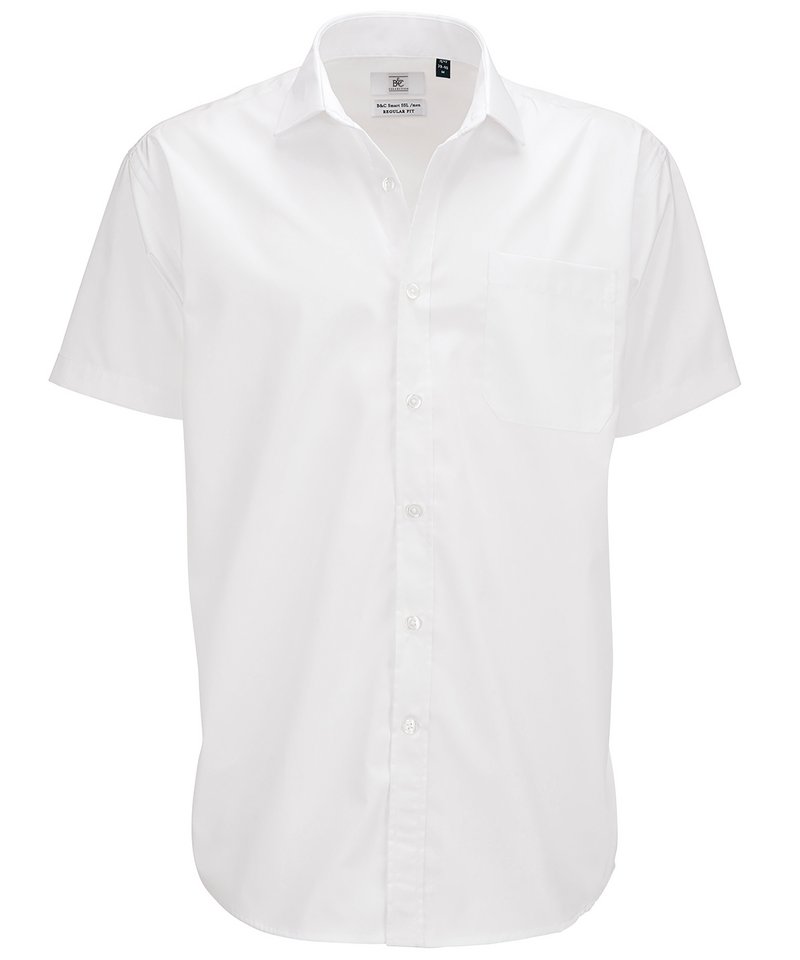 B&C Smart Short Sleeve Men's in White by B & C Collection — Custom branded clothing by Print Press, featuring premium embroidery produced in our specialist print lab in the UK.