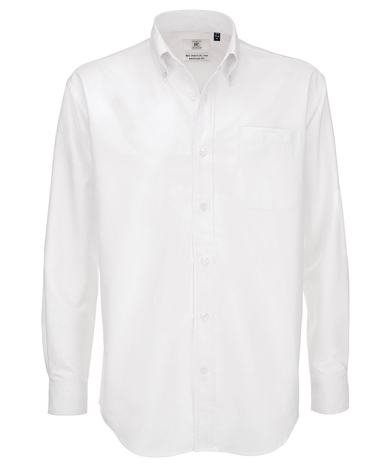 B&C Oxford Long Sleeve Men's in White by B & C Collection — Custom branded clothing by Print Press, featuring premium embroidery produced in our specialist print lab in the UK.