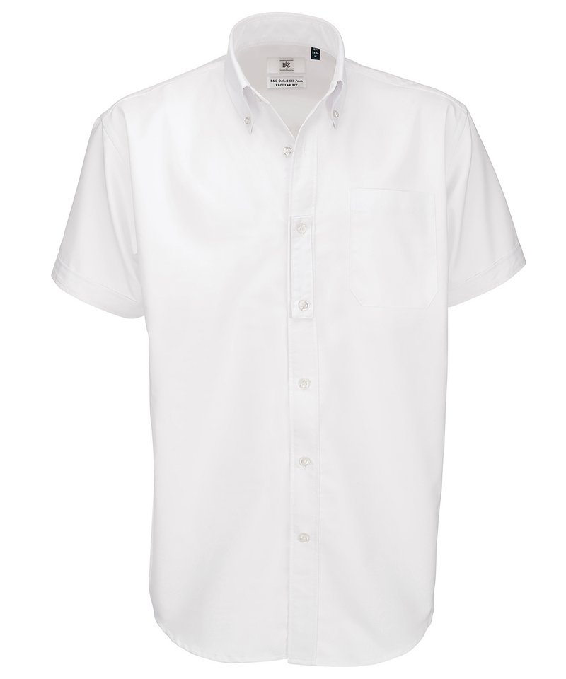 B&C Oxford Short Sleeve Men's in White by B & C Collection — Custom branded clothing by Print Press, featuring premium embroidery produced in our specialist print lab in the UK.