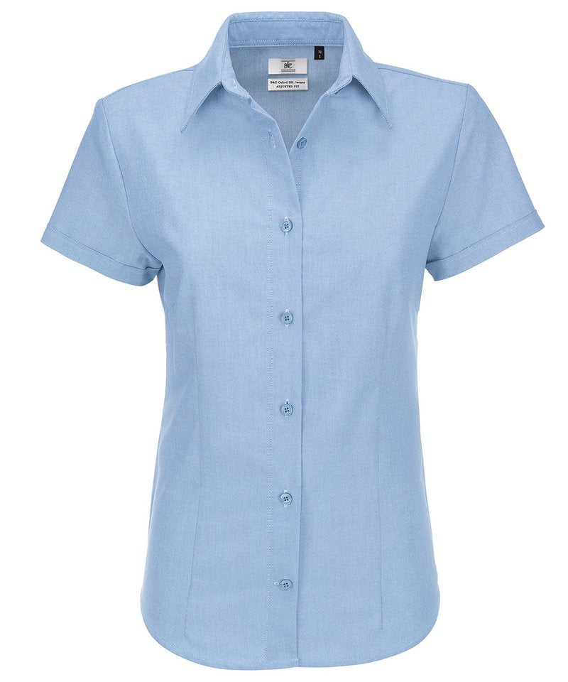 B&C Oxford Short Sleeve Women's in Oxford Blue by B & C Collection — Custom branded clothing by Print Press, featuring premium embroidery produced in our specialist print lab in the UK.