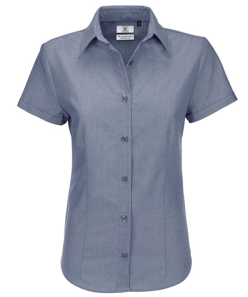B&C Oxford Short Sleeve Women's in Silver Moon by B & C Collection — Custom branded clothing by Print Press, featuring premium embroidery produced in our specialist print lab in the UK.