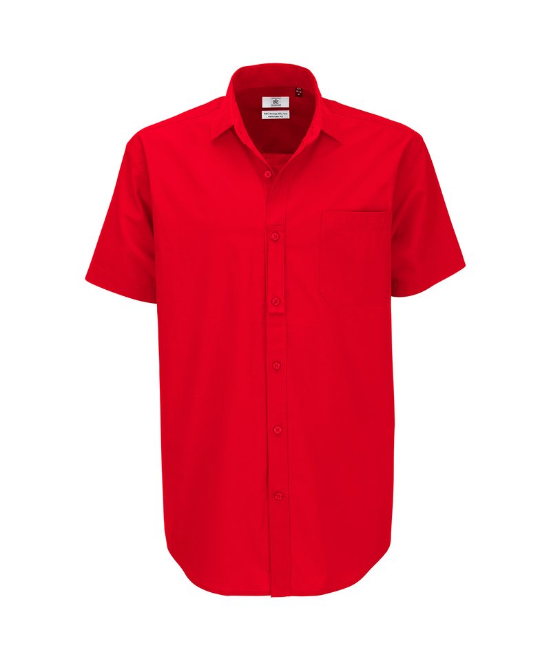 B&C Heritage Short Sleeve Men's in Deep Red by B & C Collection — Custom branded clothing by Print Press, featuring premium embroidery produced in our specialist print lab in the UK.
