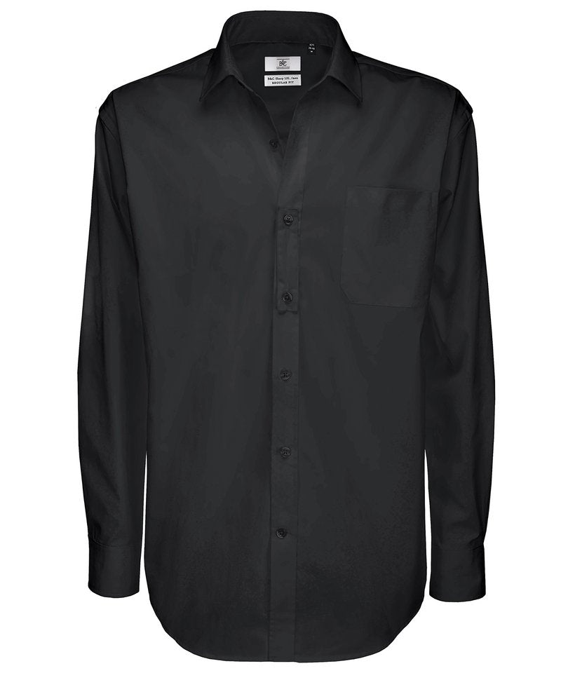 B&C Sharp Long Sleeve Men's in Black by B & C Collection — Custom branded clothing by Print Press, featuring premium embroidery produced in our specialist print lab in the UK.