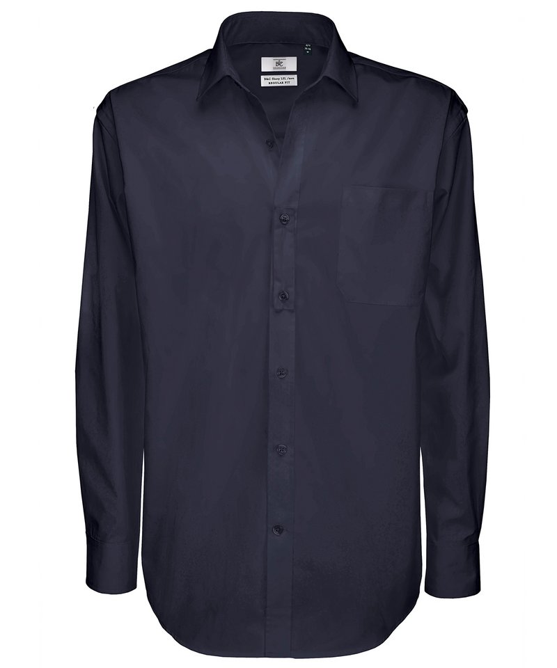 B&C Sharp Long Sleeve Men's in Navy by B & C Collection — Custom branded clothing by Print Press, featuring premium embroidery produced in our specialist print lab in the UK.