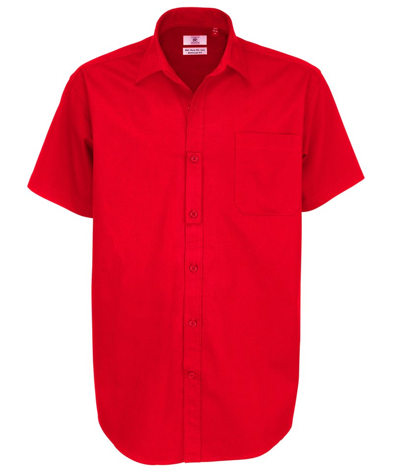 B&C Sharp Short Sleeve Men's in Deep Red by B & C Collection — Custom branded clothing by Print Press, featuring premium embroidery produced in our specialist print lab in the UK.