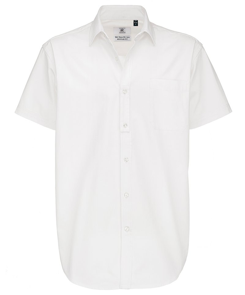 B&C Sharp Short Sleeve Men's in White by B & C Collection — Custom branded clothing by Print Press, featuring premium embroidery produced in our specialist print lab in the UK.