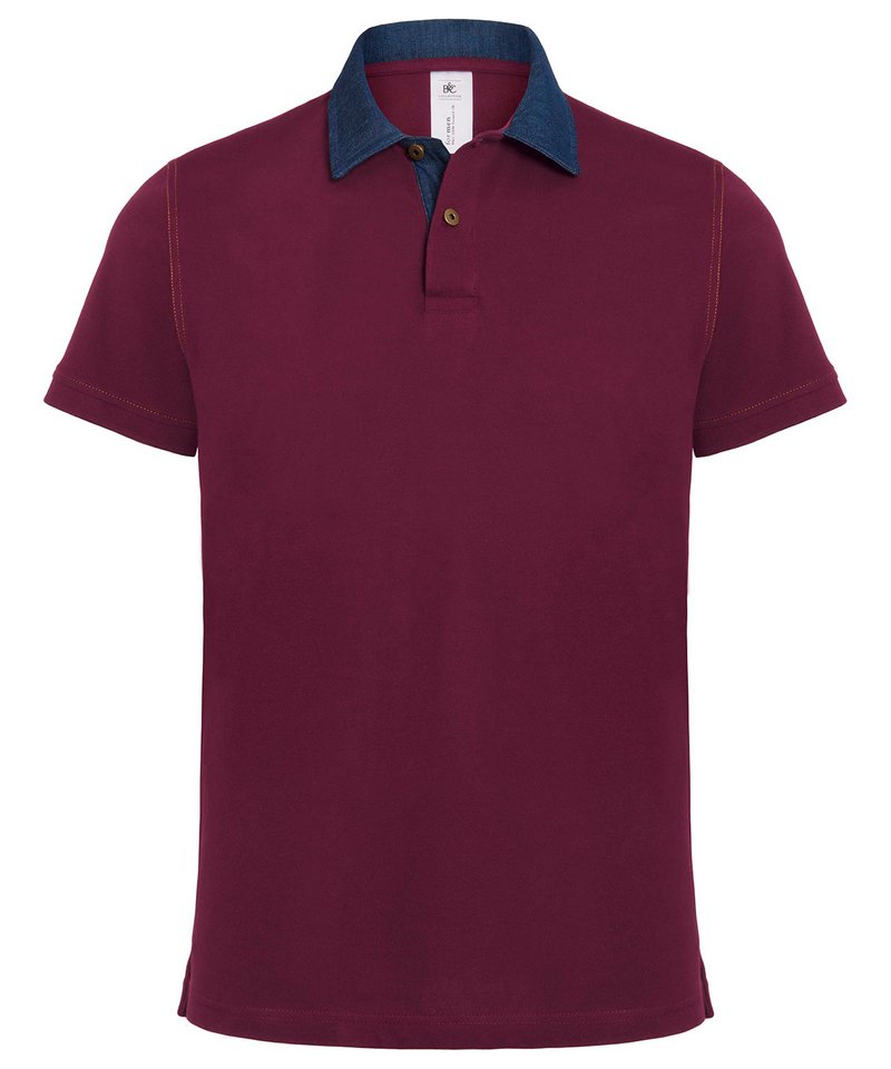 B&C Dnm Forward Men's in Denim Burgundy by B & C Collection — Custom branded clothing by Print Press, featuring premium embroidery produced in our specialist print lab in the UK.
