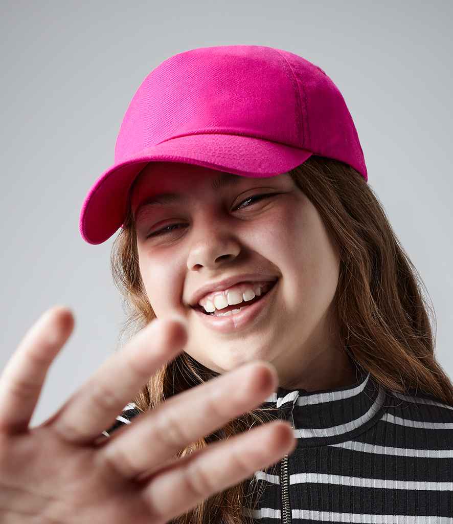 Beechfield Kids Original 5 Panel Cap in ONE Fuchsia by Beechfield — Custom branded clothing by Print Press, featuring premium embroidery produced in our specialist print lab in the UK.