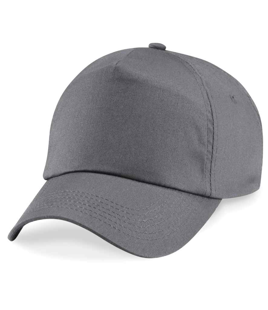 Beechfield Kids Original 5 Panel Cap in ONE Graphite Grey by Beechfield — Custom branded clothing by Print Press, featuring premium embroidery produced in our specialist print lab in the UK.