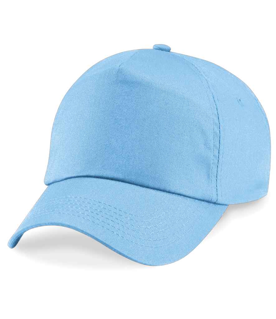 Beechfield Kids Original 5 Panel Cap in ONE Sky Blue by Beechfield — Custom branded clothing by Print Press, featuring premium embroidery produced in our specialist print lab in the UK.