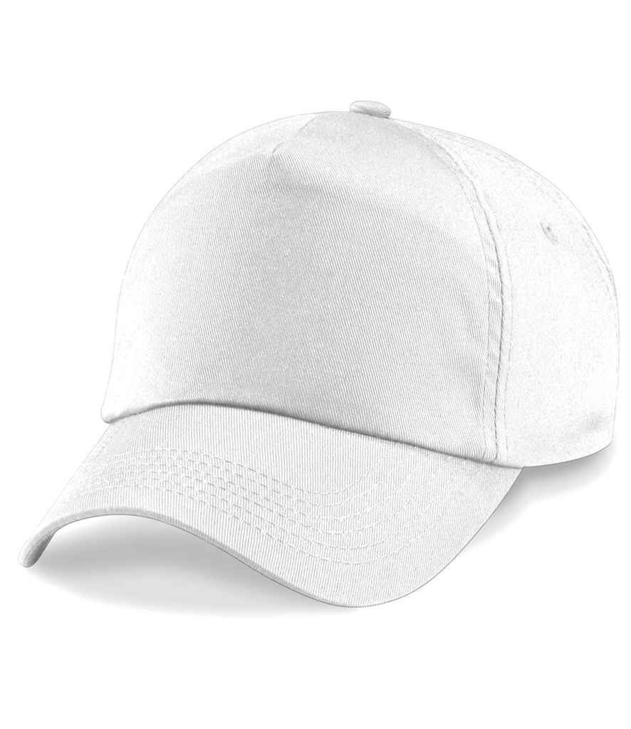 Beechfield Kids Original 5 Panel Cap in ONE White by Beechfield — Custom branded clothing by Print Press, featuring premium embroidery produced in our specialist print lab in the UK.