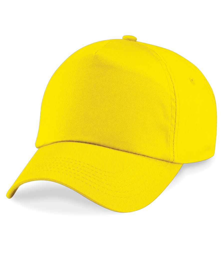 Beechfield Kids Original 5 Panel Cap in ONE Yellow by Beechfield — Custom branded clothing by Print Press, featuring premium embroidery produced in our specialist print lab in the UK.