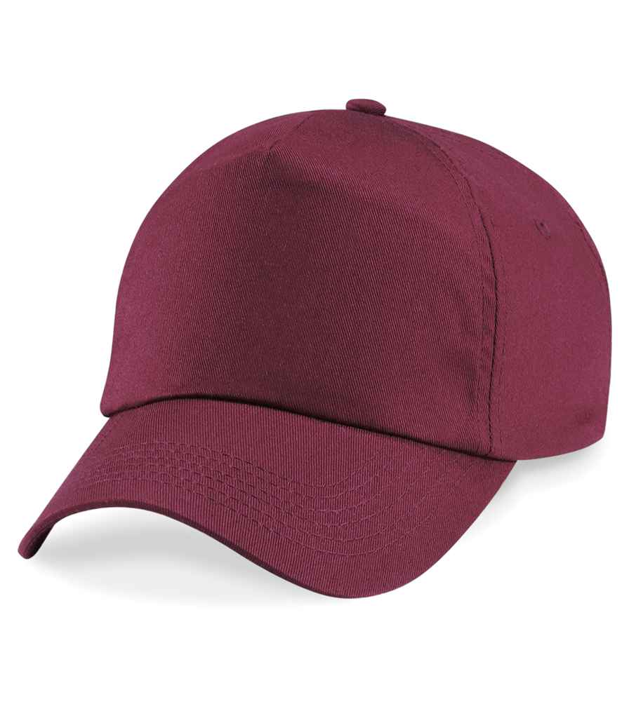 Beechfield Original 5 Panel Cap in ONE Burgundy by Beechfield — Custom branded clothing by Print Press, featuring premium embroidery produced in our specialist print lab in the UK.