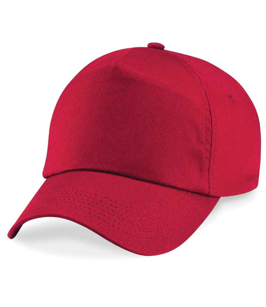Beechfield Original 5 Panel Cap in ONE Classic Red by Beechfield — Custom branded clothing by Print Press, featuring premium embroidery produced in our specialist print lab in the UK.