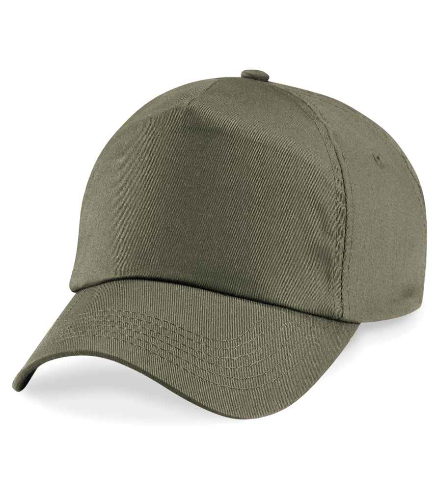 Beechfield Original 5 Panel Cap in ONE Olive Green by Beechfield — Custom branded clothing by Print Press, featuring premium embroidery produced in our specialist print lab in the UK.