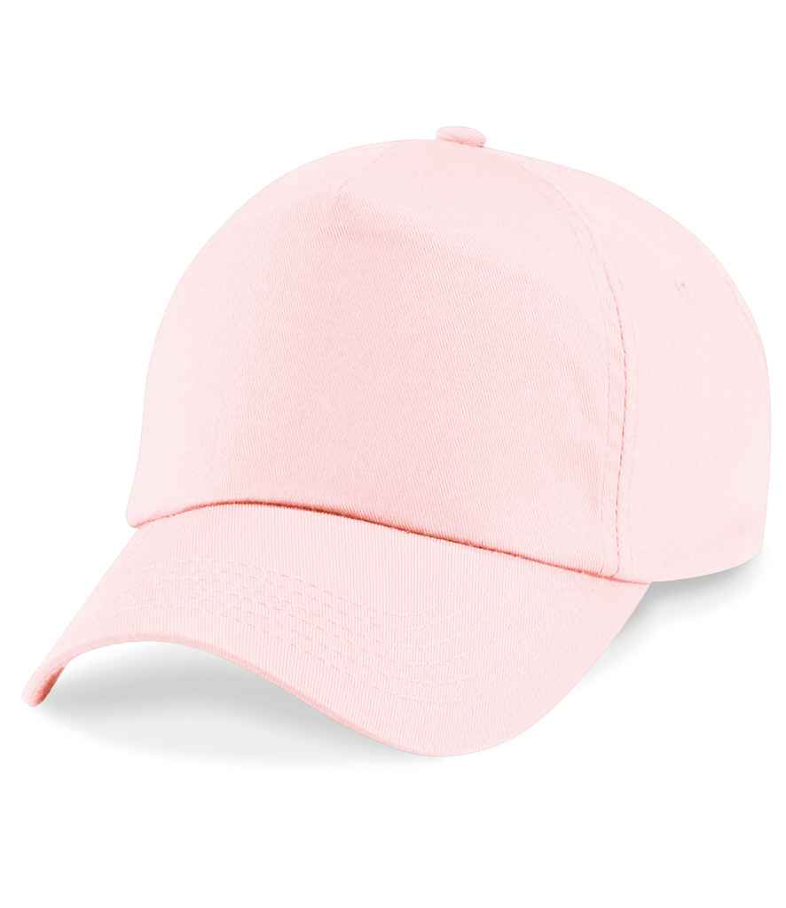 Beechfield Original 5 Panel Cap in ONE Pastel Pink by Beechfield — Custom branded clothing by Print Press, featuring premium embroidery produced in our specialist print lab in the UK.
