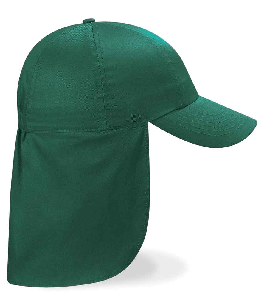 Beechfield Kids Legionnaire Style Cap in ONE Bottle Green by Beechfield — Custom branded clothing by Print Press, featuring premium embroidery produced in our specialist print lab in the UK.
