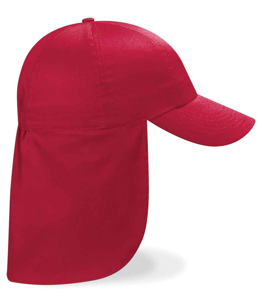 Beechfield Kids Legionnaire Style Cap in ONE Classic Red by Beechfield — Custom branded clothing by Print Press, featuring premium embroidery produced in our specialist print lab in the UK.