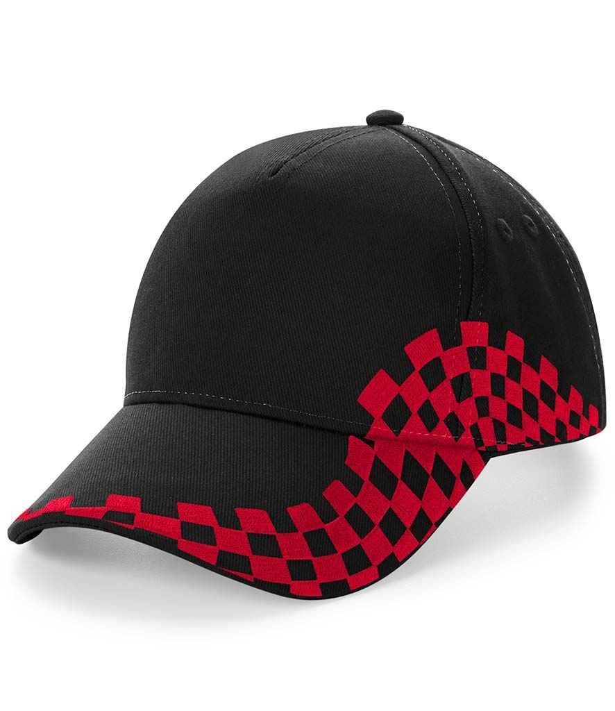 Beechfield Grand Prix Cap in ONE Black Classic Red by Beechfield — Custom branded clothing by Print Press, featuring premium embroidery produced in our specialist print lab in the UK.
