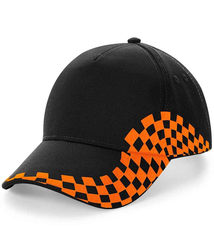 Beechfield Grand Prix Cap in ONE Black Orange by Beechfield — Custom branded clothing by Print Press, featuring premium embroidery produced in our specialist print lab in the UK.