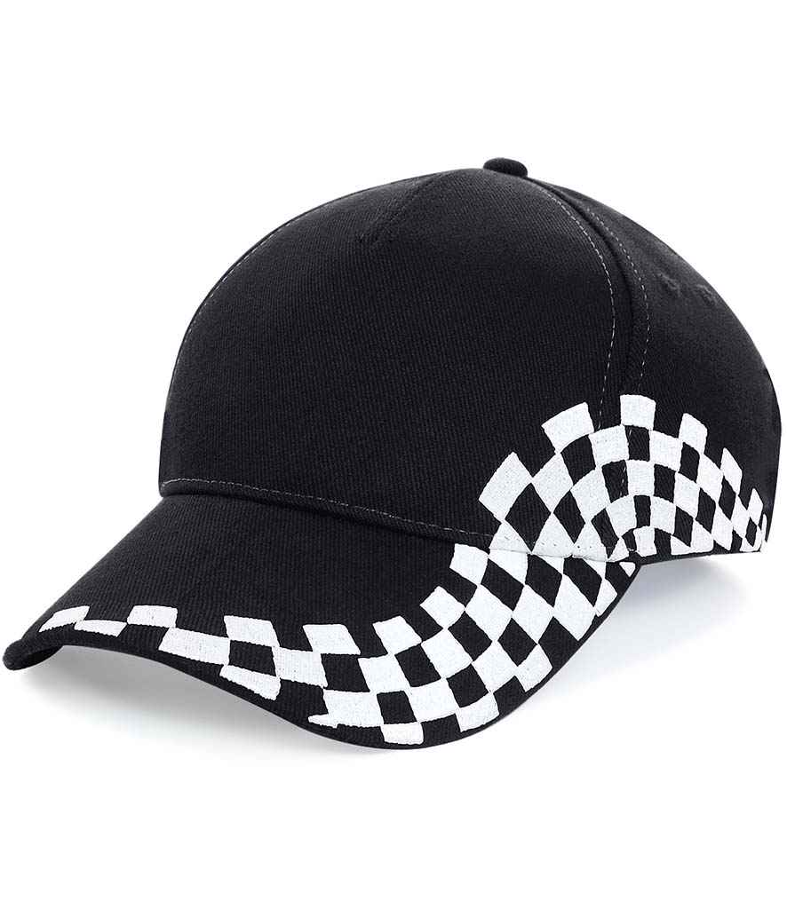 Beechfield Grand Prix Cap in ONE Black by Beechfield — Custom branded clothing by Print Press, featuring premium embroidery produced in our specialist print lab in the UK.