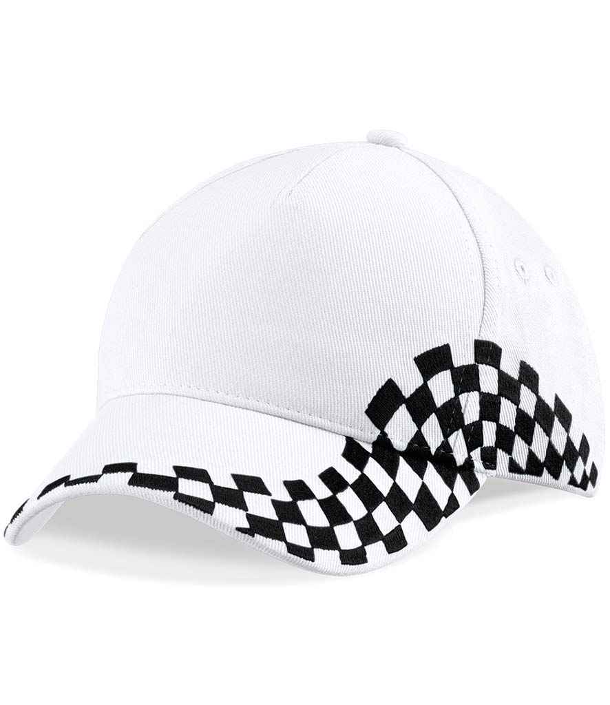 Beechfield Grand Prix Cap in ONE White by Beechfield — Custom branded clothing by Print Press, featuring premium embroidery produced in our specialist print lab in the UK.
