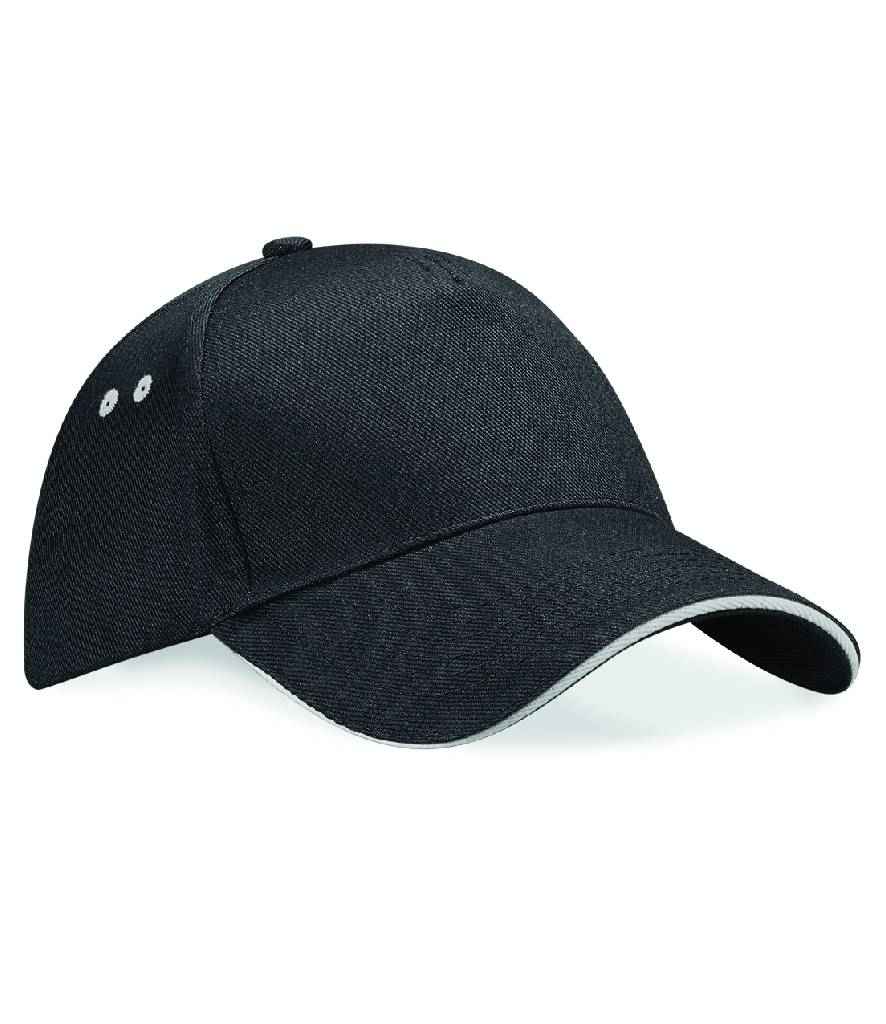 Beechfield Ultimate 5 Panel Cap with Sandwich Peak in ONE Black Light Grey by Beechfield — Custom branded clothing by Print Press, featuring premium embroidery produced in our specialist print lab in the UK.