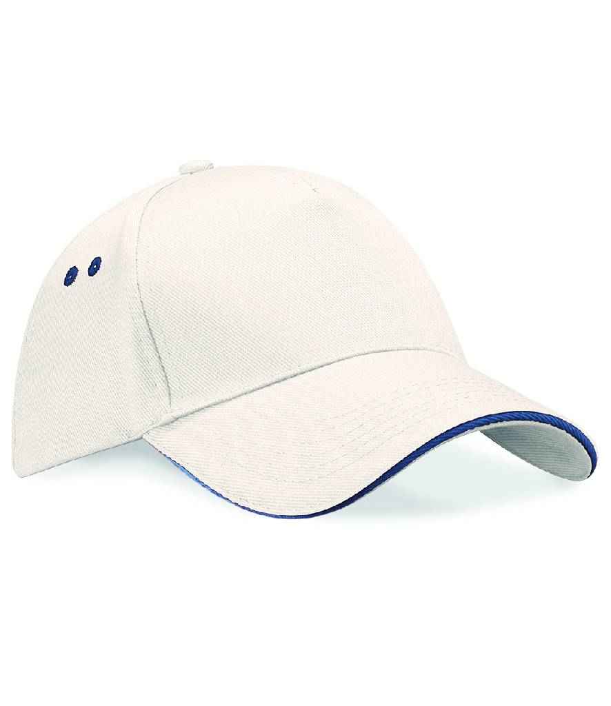 Beechfield Ultimate 5 Panel Cap with Sandwich Peak in ONE Putty French Navy by Beechfield — Custom branded clothing by Print Press, featuring premium embroidery produced in our specialist print lab in the UK.