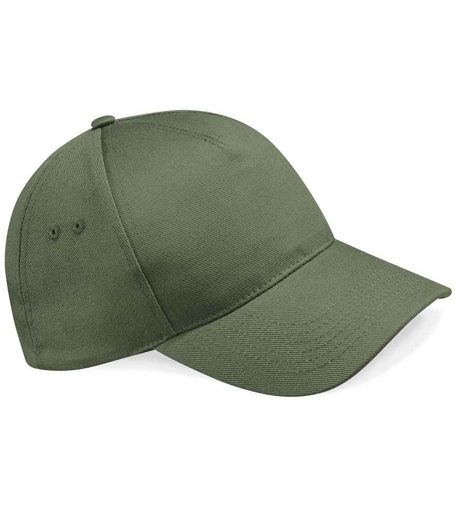 Beechfield Ultimate 5 Panel Cap in ONE Olive Green by Beechfield — Custom branded clothing by Print Press, featuring premium embroidery produced in our specialist print lab in the UK.